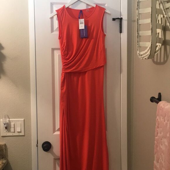 Seraphine Maternity Maxi Dress Nursing Maxi Dress Coral - Picture 4 of 16